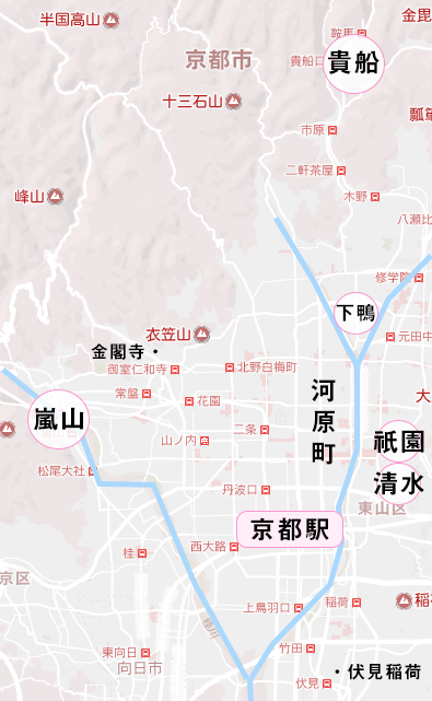 京都の観光エリアマップ
