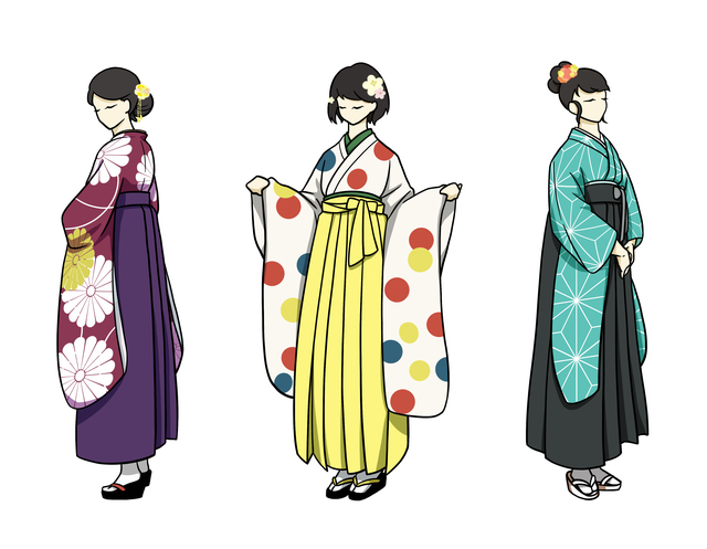 袴姿の女性のイラスト